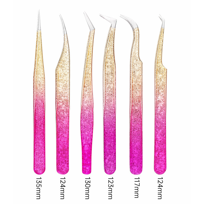 Τσιμπιδάκια επέκτασης βλεφαρίδων Ice Flower Design and Shiny Tweezers Θήκη αποθήκευσης Organizer Box Set Lash Tool Makeup Supplies
