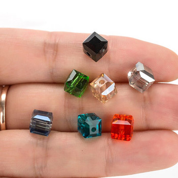 7,5 мм квадратни мъниста Кристални стъклени мъниста Аксесоари за изработка на бижута, Стъклени мъниста с квадратна форма на кристален куб. 30 бр./лот