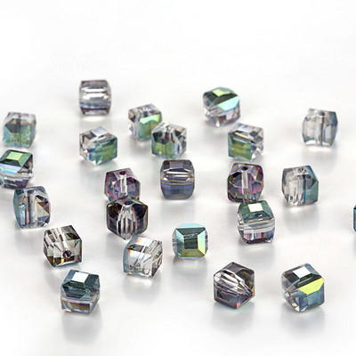 7,5 mm-es négyzet alakú gyöngyök Kristályüveg gyöngyök Kiegészítők ékszerkészítéshez, Négyzet alakú kristálykocka üveggyöngyök. 30 db/tétel