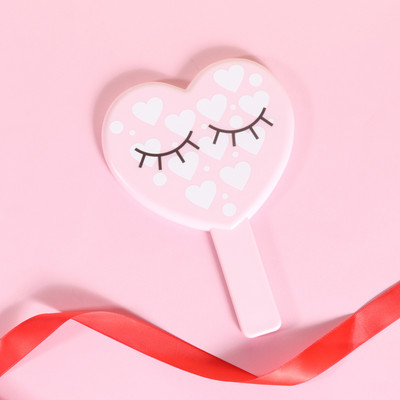 RISI širdies formos kosmetinis veidrodis SPA salonas kompaktiškas veidrodinis makiažo veidrodis blakstienų priauginimui kosmetinis veidrodis su rankena