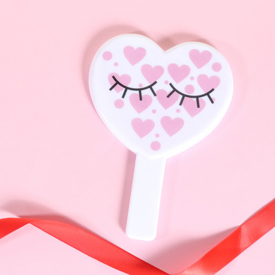 RISI širdies formos kosmetinis veidrodis SPA salonas kompaktiškas veidrodinis makiažo veidrodis blakstienų priauginimui kosmetinis veidrodis su rankena