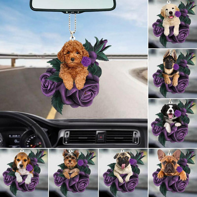 Χαριτωμένο κουτάβι σκύλος οπισθοπορείας κρεμαστός καθρέφτης σκύλος Διακόσμηση αυτοκινήτου για κατοικίδιο αυτοκίνητο Κρεμαστό στολίδι για κουτάβι Κρεμαστό μπρελόκ S2M7