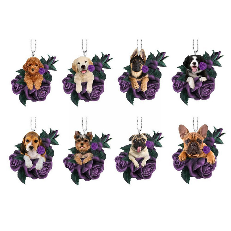 Armsa kutsikakoera tahavaatepeegli ripatsiga koera kaunistus auto auto jaoks lemmiklooma kutsika rippuv kaunistus võtmehoidja ripats S2M7