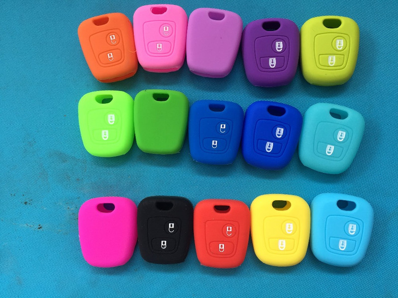 Husă din silicon cu 2 butoane pentru Peugeot 107 206 307 207 408 pentru Citroen C2 C3 C4 Berlingo Xsara Picasso pentru Toyota Aygo cheie dreaptă