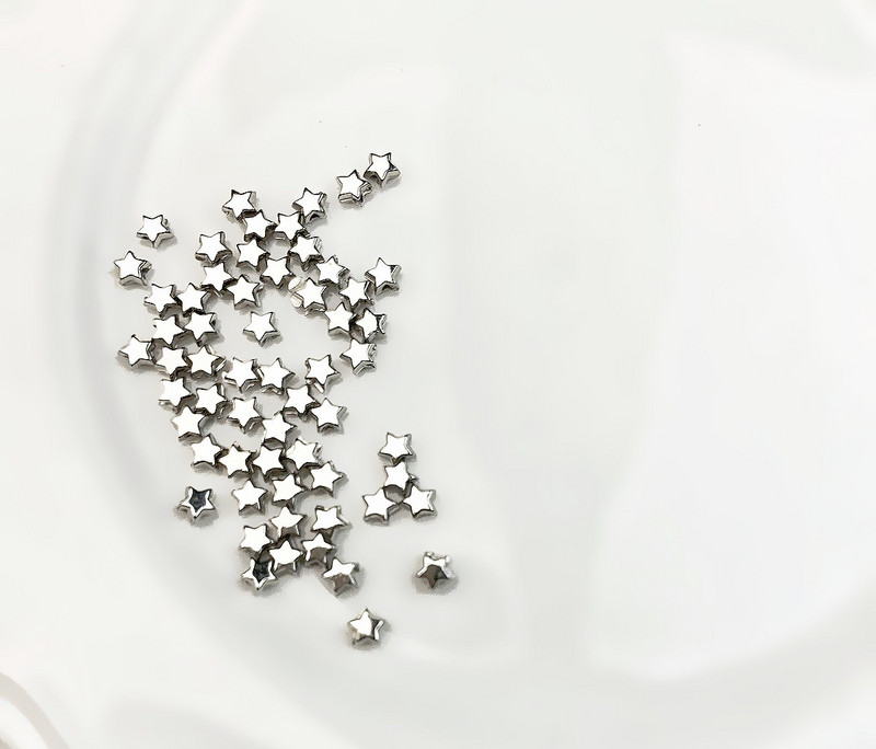 Περίπου 6 χιλιοστά Χρυσό Χρώμα Ασημί Χρώμα Star Bead Loose Spacer CCB Ακρυλικές χάντρες DIY Jewelry Making Findings Charm Beads