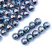 10 τεμ. 10 χιλιοστών Glass Spacer Beads Shiny Blue Zodiac Beads for Jewelry Making Constellation Βραχιόλι Κολιέ Αξεσουάρ κοσμημάτων