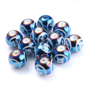 10 τεμ. 10 χιλιοστών Glass Spacer Beads Shiny Blue Zodiac Beads for Jewelry Making Constellation Βραχιόλι Κολιέ Αξεσουάρ κοσμημάτων