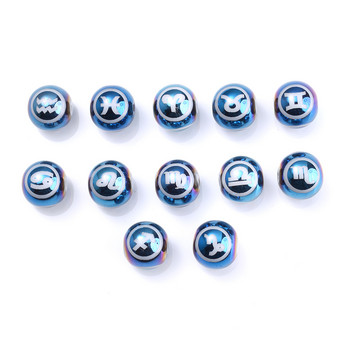 10 бр. 10 мм стъклени дистанционни мъниста Блестящи сини зодиакални мъниста за изработка на бижута Съзвездие Гривна Колие Аксесоари за бижута