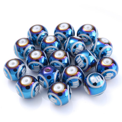 10 τεμ. 10 χιλιοστών Glass Spacer Beads Shiny Blue Zodiac Beads for Jewelry Making Constellation Βραχιόλι Κολιέ Αξεσουάρ κοσμημάτων