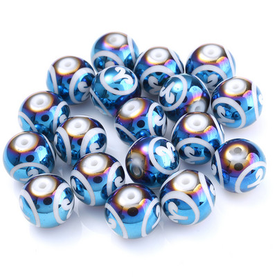 10 τεμ. 10 χιλιοστών Glass Spacer Beads Shiny Blue Zodiac Beads for Jewelry Making Constellation Βραχιόλι Κολιέ Αξεσουάρ κοσμημάτων