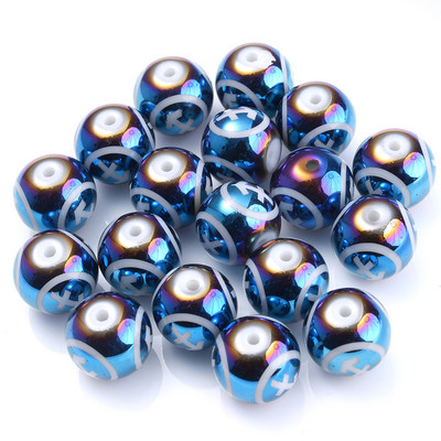 10 τεμ. 10 χιλιοστών Glass Spacer Beads Shiny Blue Zodiac Beads for Jewelry Making Constellation Βραχιόλι Κολιέ Αξεσουάρ κοσμημάτων