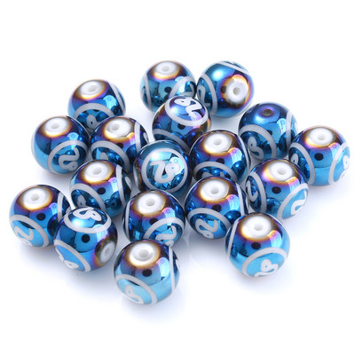 10 τεμ. 10 χιλιοστών Glass Spacer Beads Shiny Blue Zodiac Beads for Jewelry Making Constellation Βραχιόλι Κολιέ Αξεσουάρ κοσμημάτων