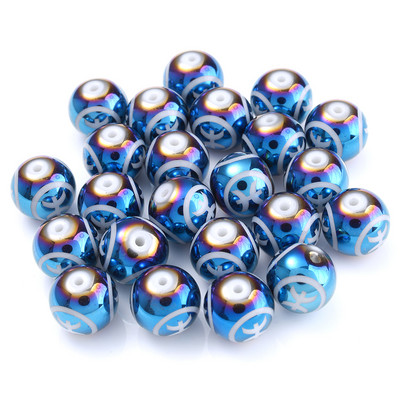 10 τεμ. 10 χιλιοστών Glass Spacer Beads Shiny Blue Zodiac Beads for Jewelry Making Constellation Βραχιόλι Κολιέ Αξεσουάρ κοσμημάτων