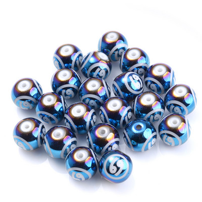 10 τεμ. 10 χιλιοστών Glass Spacer Beads Shiny Blue Zodiac Beads for Jewelry Making Constellation Βραχιόλι Κολιέ Αξεσουάρ κοσμημάτων