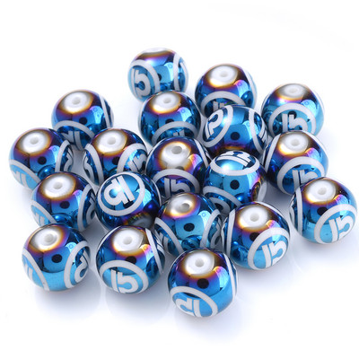 10 τεμ. 10 χιλιοστών Glass Spacer Beads Shiny Blue Zodiac Beads for Jewelry Making Constellation Βραχιόλι Κολιέ Αξεσουάρ κοσμημάτων