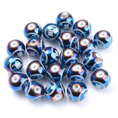 10 τεμ. 10 χιλιοστών Glass Spacer Beads Shiny Blue Zodiac Beads for Jewelry Making Constellation Βραχιόλι Κολιέ Αξεσουάρ κοσμημάτων