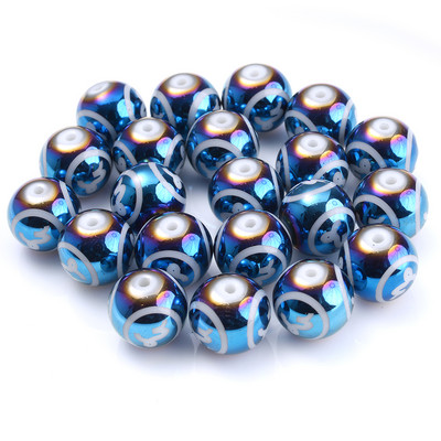 10 τεμ. 10 χιλιοστών Glass Spacer Beads Shiny Blue Zodiac Beads for Jewelry Making Constellation Βραχιόλι Κολιέ Αξεσουάρ κοσμημάτων