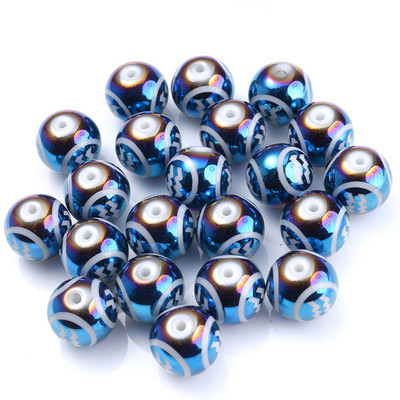 10 τεμ. 10 χιλιοστών Glass Spacer Beads Shiny Blue Zodiac Beads for Jewelry Making Constellation Βραχιόλι Κολιέ Αξεσουάρ κοσμημάτων