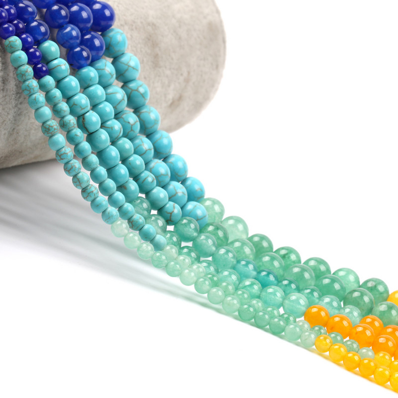 Spalvingos 7 čakros natūralaus apvalaus akmens karoliukai raudoni purpuriniai palaidi karoliukai papuošalams gaminti „pasidaryk pats“ karoliai apyrankės priedai 4 6 8 mm