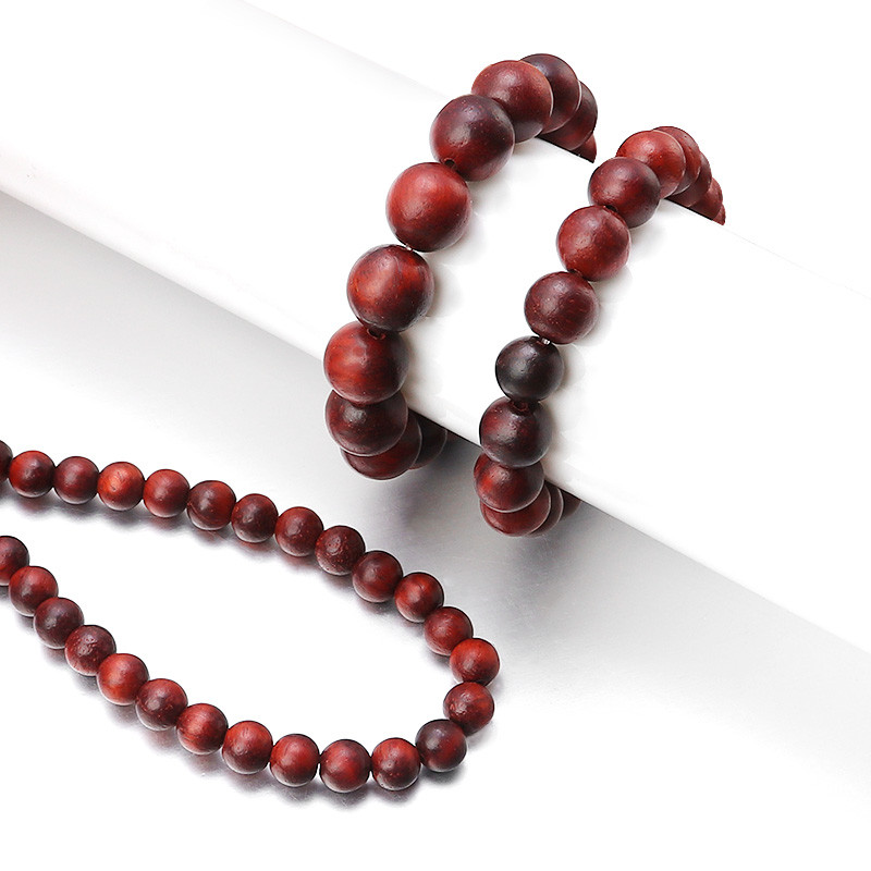 Mărgele din lemn de trandafir birman, 6/8/10mm 40/48/64 buc/șir Distanțiere liberă Mărgele rotunde din lemn natural pentru realizarea de bijuterii DIY budism rugăciune