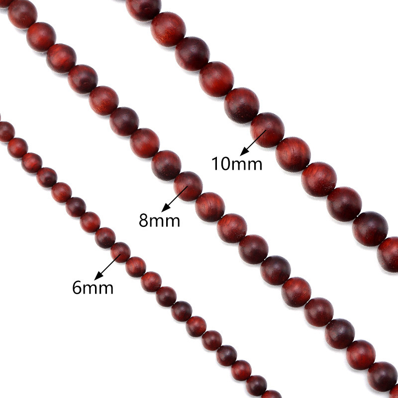 Mărgele din lemn de trandafir birman, 6/8/10mm 40/48/64 buc/șir Distanțiere liberă Mărgele rotunde din lemn natural pentru realizarea de bijuterii DIY budism rugăciune