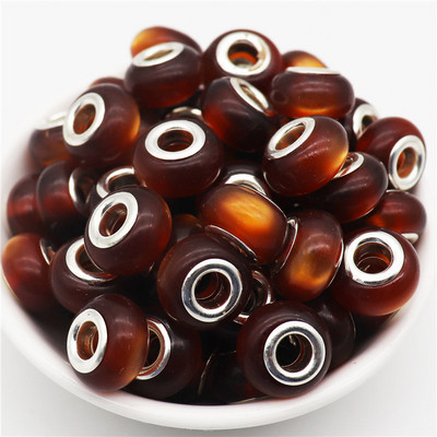 10 τμχ Νέες χάντρες Cat Eye 5mm Μεγάλη Τρύπα Στρογγυλές Χαλαρές Χάντρες Murano Spacer ταιριάζουν Pandora Βραχιόλι με αλυσίδα Κολιέ DIY Γυναικεία κοσμήματα