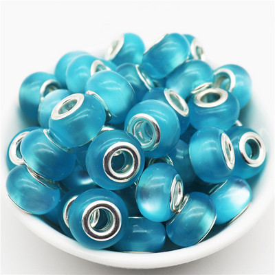 10 τμχ Νέες χάντρες Cat Eye 5mm Μεγάλη Τρύπα Στρογγυλές Χαλαρές Χάντρες Murano Spacer ταιριάζουν Pandora Βραχιόλι με αλυσίδα Κολιέ DIY Γυναικεία κοσμήματα