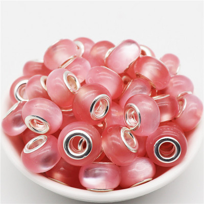 10 τμχ Νέες χάντρες Cat Eye 5mm Μεγάλη Τρύπα Στρογγυλές Χαλαρές Χάντρες Murano Spacer ταιριάζουν Pandora Βραχιόλι με αλυσίδα Κολιέ DIY Γυναικεία κοσμήματα