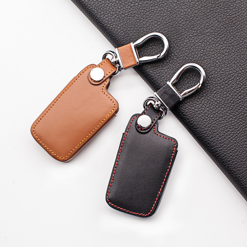 Bőr autós kulcstartó Toyota Auris Camry RAV4 Avalon Yaris Verso 2012-2018 2 gombos kulcs nélküli távirányító védő táska