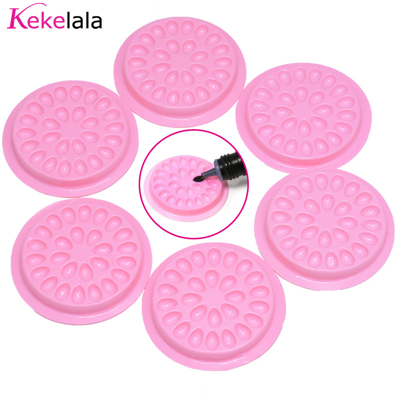 20 бр./лот Кръгли розови прозрачни държачи за лепило Пластмасови фалшиви присаждащи уплътнения за мигли Пигментни подложки за палети Инструменти Доставчик на едро