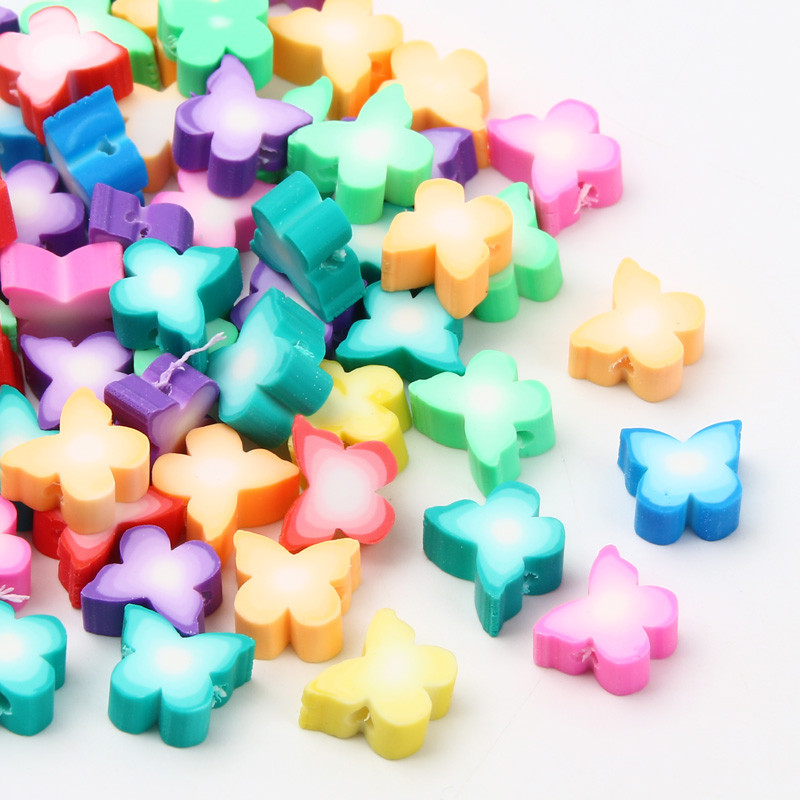 20/50/100db vegyes pillangós távtartó gyöngyök lapos kerek polimer agyaggyöngyök ékszerkészítéshez barkács karkötő kézzel készített kiegészítők