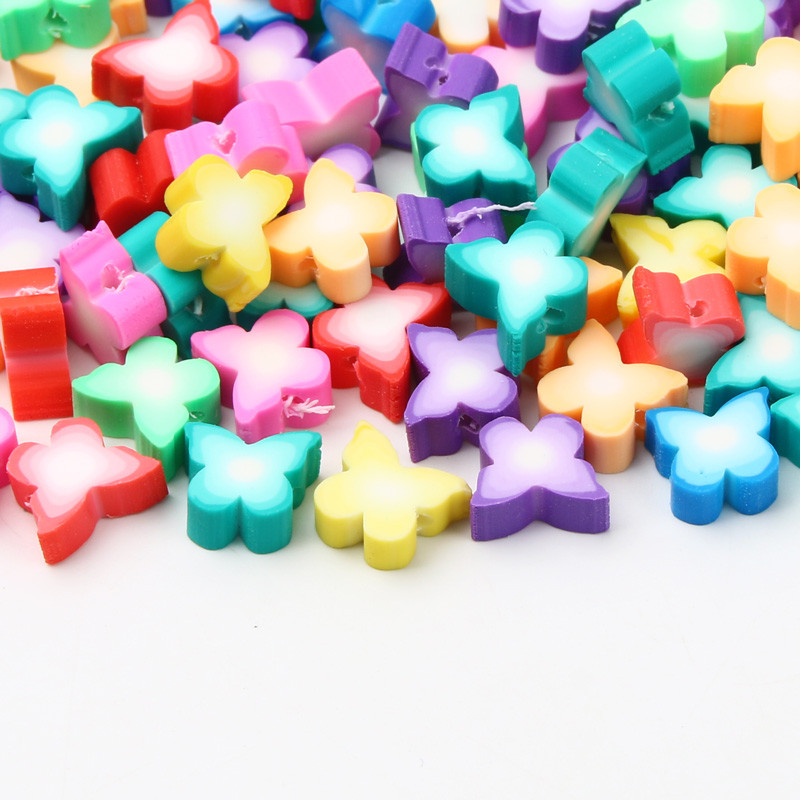 20/50/100db vegyes pillangós távtartó gyöngyök lapos kerek polimer agyaggyöngyök ékszerkészítéshez barkács karkötő kézzel készített kiegészítők