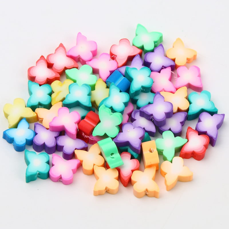 20/50/100db vegyes pillangós távtartó gyöngyök lapos kerek polimer agyaggyöngyök ékszerkészítéshez barkács karkötő kézzel készített kiegészítők