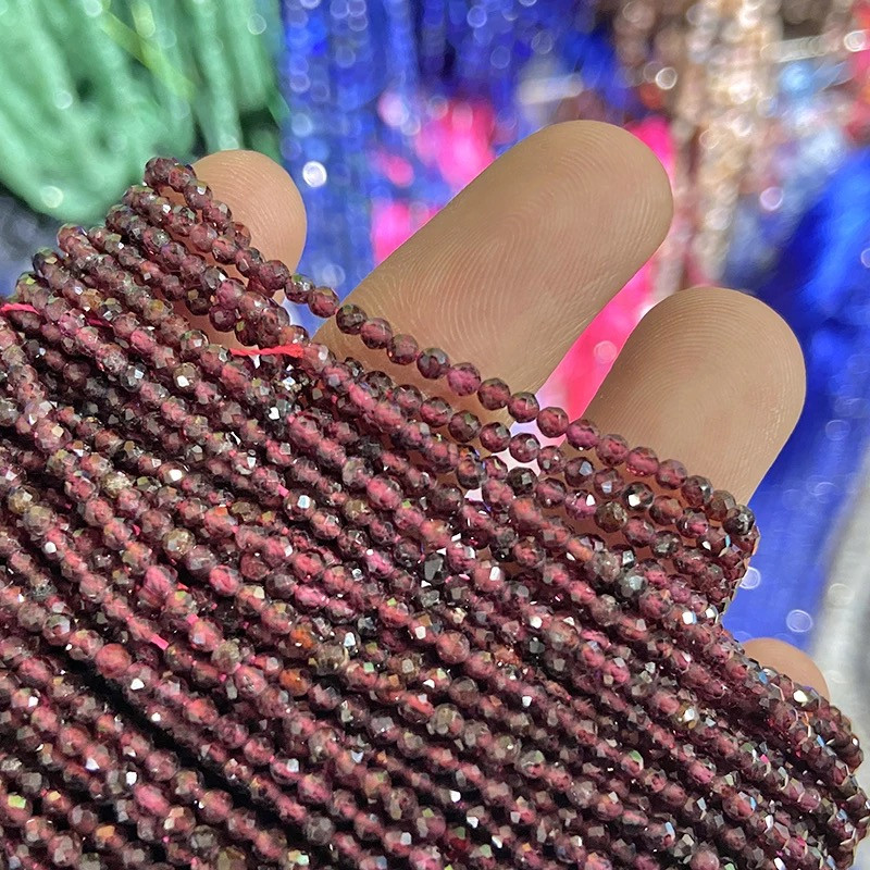 Naturaalse lihvitud granaatkivi 2/3/4 mm osaga lahtised helmed Väikesed ümmargused helmed ehete valmistamiseks DIY käevõru kõrvarõnga kaelakee