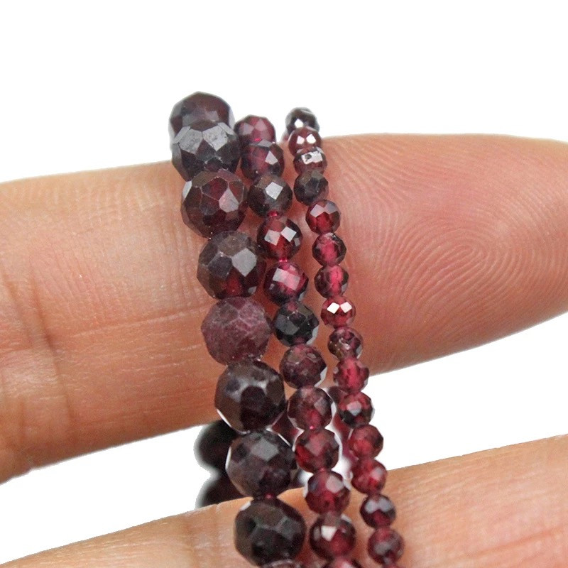 Naturaalse lihvitud granaatkivi 2/3/4 mm osaga lahtised helmed Väikesed ümmargused helmed ehete valmistamiseks DIY käevõru kõrvarõnga kaelakee