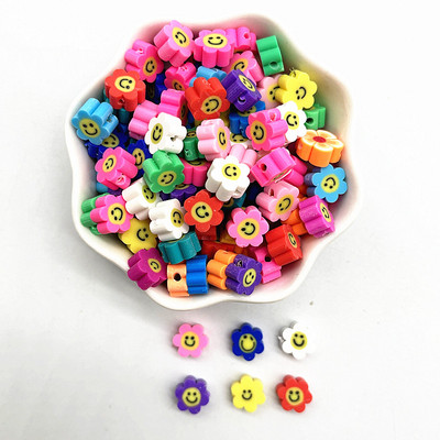 30 τμχ 10 χιλιοστά Πολλαπλών ηλίανθων με μοτίβο χαμόγελου Χάντρες Πολυμερής Πηλός Χαλαρές Χάντρες Χαλαρές Χάντρες για Κατασκευή κοσμημάτων Βραχιόλια Αξεσουάρ DIY