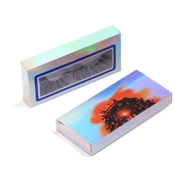 Κουτί συσκευασίας για βλεφαρίδες πεταλούδας χονδρικής πώλησης 10 τεμ. Laser Bronzing Paper Empty Lashes Boxes Ολογραφικό ορθογώνιο θήκη βλεφαρίδων 25mm