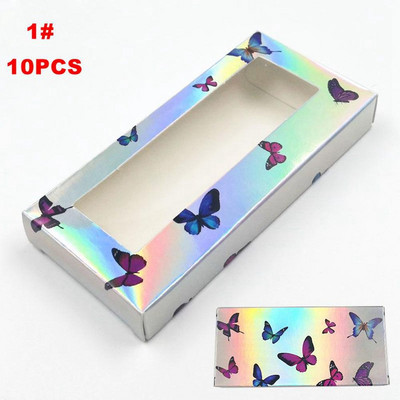 10 vnt didmeninė drugelių blakstienų pakavimo dėžutė lazerinis bronzinis popierius tuščios blakstienų dėžutės holografinės stačiakampės 25 mm blakstienų dėklas