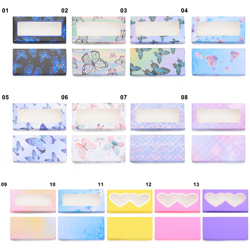 10 vnt didmeninė drugelių blakstienų pakavimo dėžutė lazerinis bronzinis popierius tuščios blakstienų dėžutės holografinės stačiakampės 25 mm blakstienų dėklas