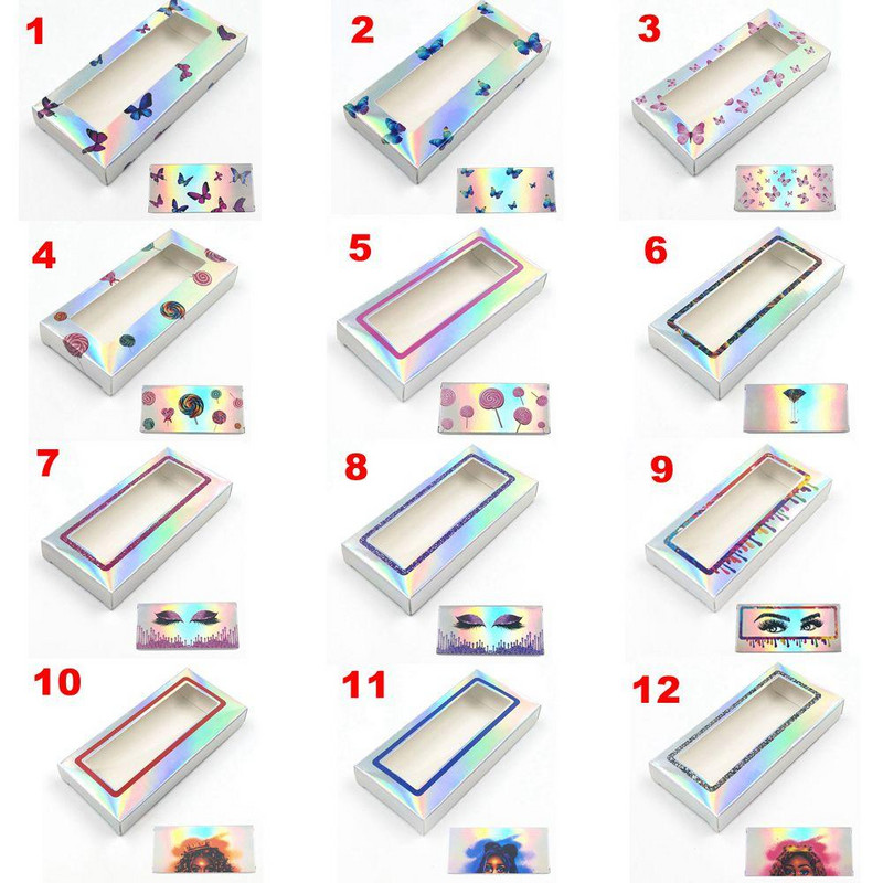 10 vnt didmeninė drugelių blakstienų pakavimo dėžutė lazerinis bronzinis popierius tuščios blakstienų dėžutės holografinės stačiakampės 25 mm blakstienų dėklas