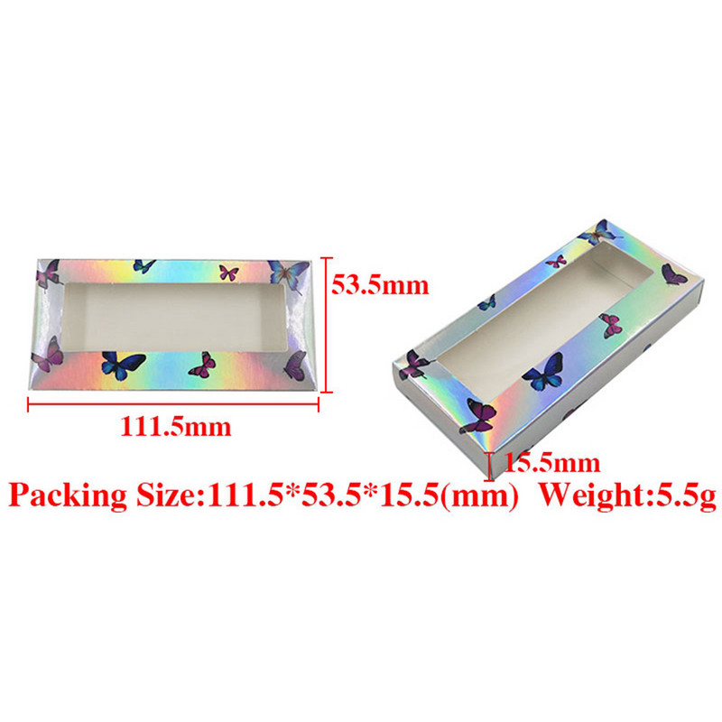10 vnt didmeninė drugelių blakstienų pakavimo dėžutė lazerinis bronzinis popierius tuščios blakstienų dėžutės holografinės stačiakampės 25 mm blakstienų dėklas