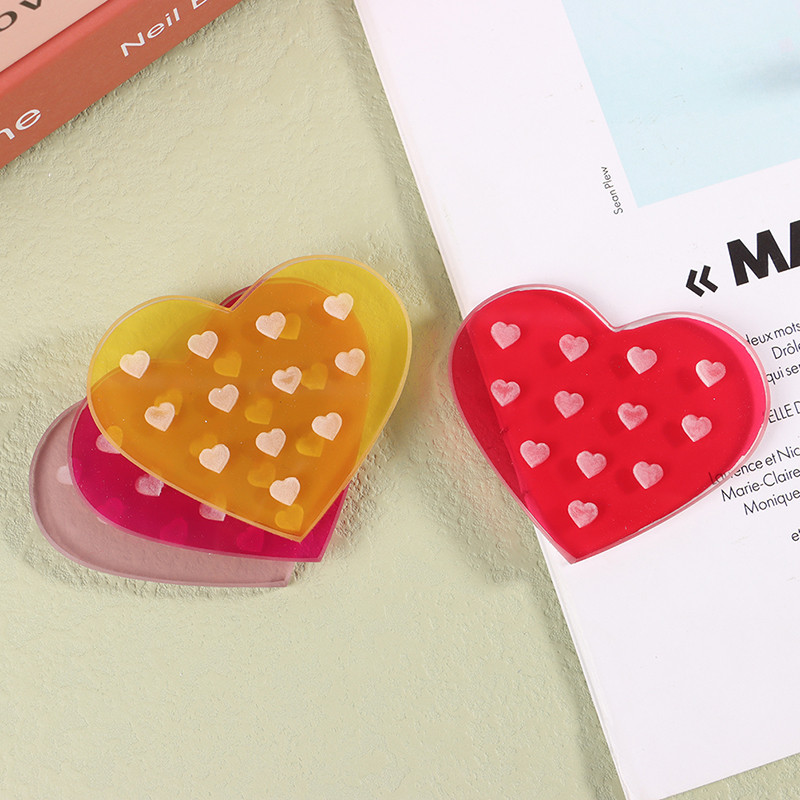 Ακρυλική παλέτα επέκτασης βλεφαρίδων Κρυστάλλινο γυαλί σε σχήμα καρδιάς Θήκη ψεύτικων βλεφαρίδων Διαφανής δίσκος κόλλας Αξεσουάρ μακιγιάζ