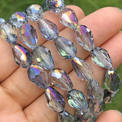 Χονδρική AB Multicolor Austria Teardrop Crystal Loose Faceted Drop Briolette Glass Beads for Jewelry Making Craft Diy Earrings