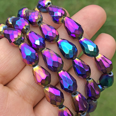 Χονδρική AB Multicolor Austria Teardrop Crystal Loose Faceted Drop Briolette Glass Beads for Jewelry Making Craft Diy Earrings