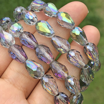 Χονδρική AB Multicolor Austria Teardrop Crystal Loose Faceted Drop Briolette Glass Beads for Jewelry Making Craft Diy Earrings
