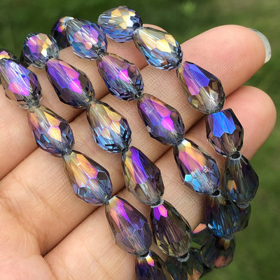 Χονδρική AB Multicolor Austria Teardrop Crystal Loose Faceted Drop Briolette Glass Beads for Jewelry Making Craft Diy Earrings