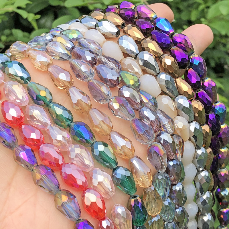 Χονδρική AB Multicolor Austria Teardrop Crystal Loose Faceted Drop Briolette Glass Beads for Jewelry Making Craft Diy Earrings