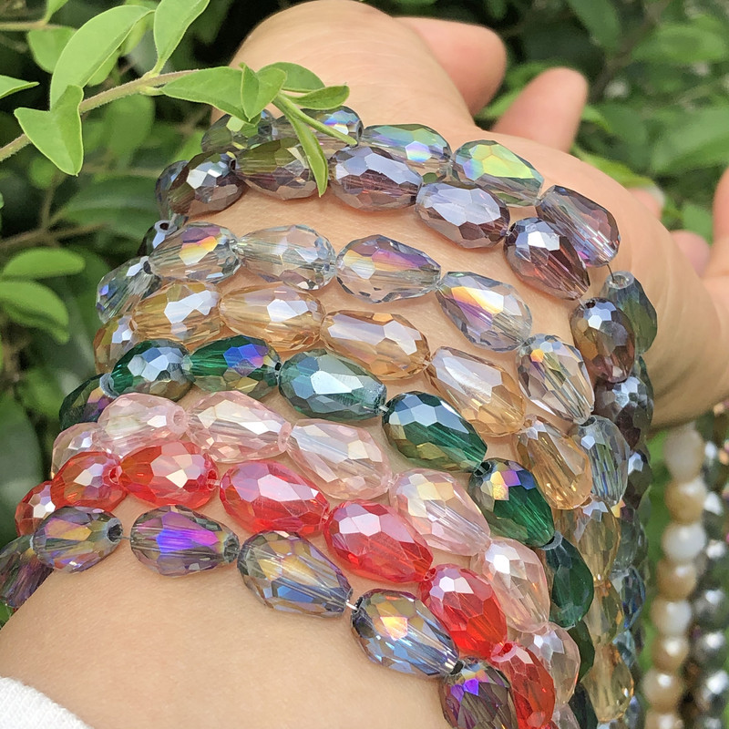 Χονδρική AB Multicolor Austria Teardrop Crystal Loose Faceted Drop Briolette Glass Beads for Jewelry Making Craft Diy Earrings