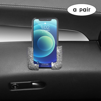 2 tk Crystal autotelefoni hoidja fikseeritud rack-pasta alus mobiiltelefoni võtmekaardi jaoks Blingi sisetarvikud naistele