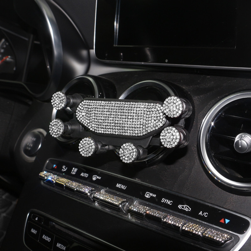 Six Points Gravity Bling Θήκη τηλεφώνου αυτοκινήτου Κλιπ αεραγωγού Βάση στήριξης GPS για iPhone Υποστήριξη θήκης smartphone Samsung Xiaomi